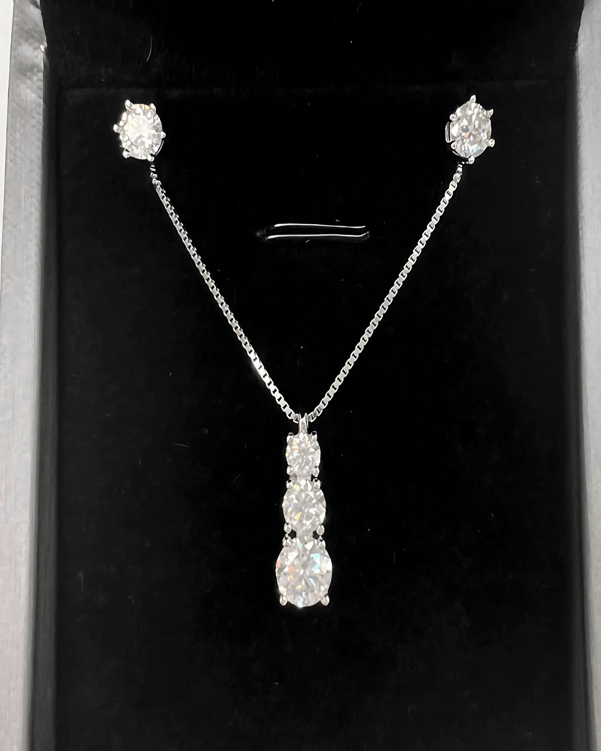 Best Trending Trendy Diamond Pendant Necklace + Diamond Stud Earrings Jewelry Bundle Set Jewelry Gift on Sale for Women, Lady, Mother, Wife