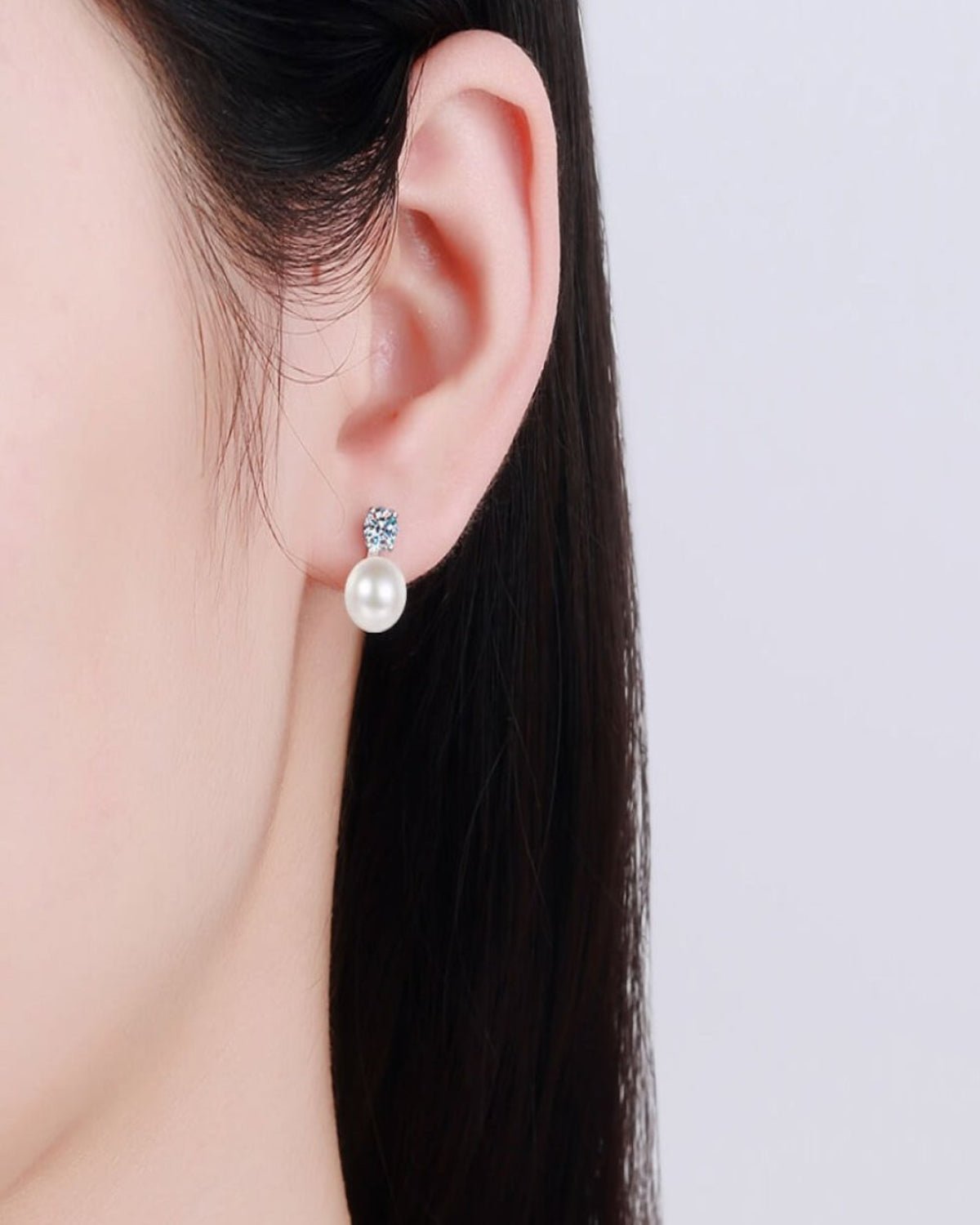 Best Trending Trendy Diamond Pearl Pendant Necklace + Pearl Stud Earrings Jewelry Bundle Set Jewelry Gift on Sale for Women, Lady, Mother, Wife