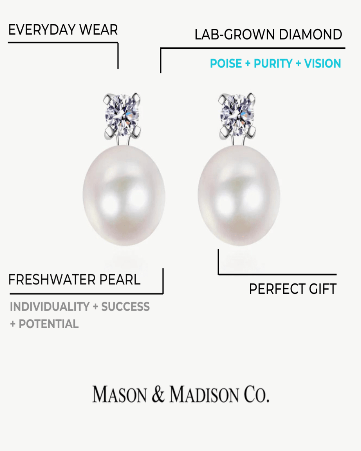 Best Trending Trendy Diamond Pearl Pendant Necklace + Pearl Stud Earrings Jewelry Bundle Set Jewelry Gift on Sale for Women, Lady, Mother, Wife