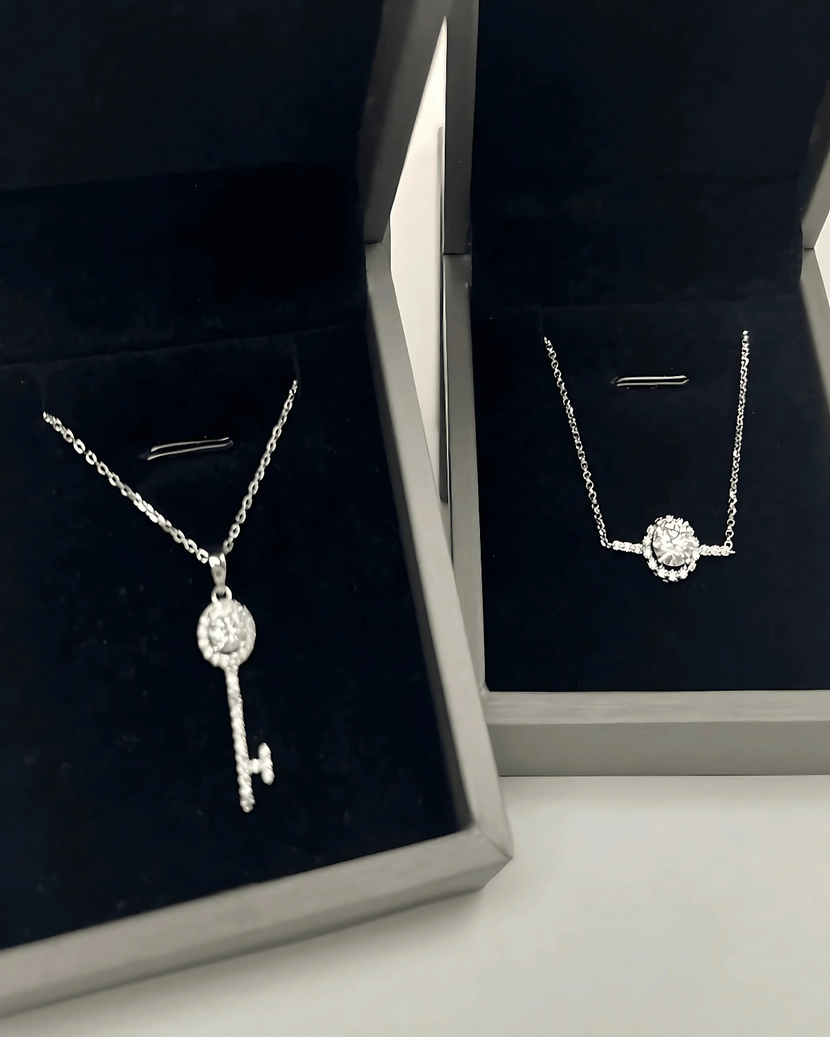 Diamond Pendant Necklace Bracelet Jewelry Bundle Set - Key