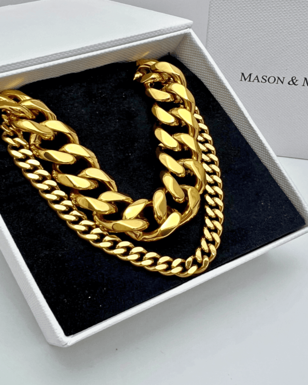 Gold Chunky Chain + Cable Chain Necklace Stack Bundle - MASON CHUNKY CHAIN™