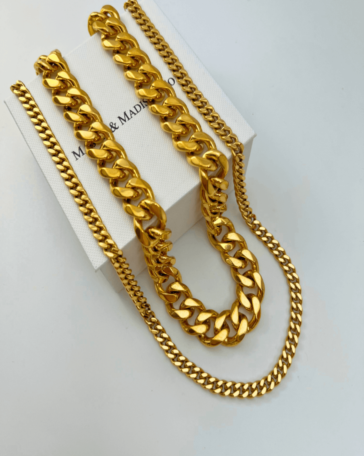 Best Trending Trendy Gold Chunky Chain + Cable Chain Necklace Stack Bundle Jewelry Gift on Sale for Women, Lady, Mother, Wife