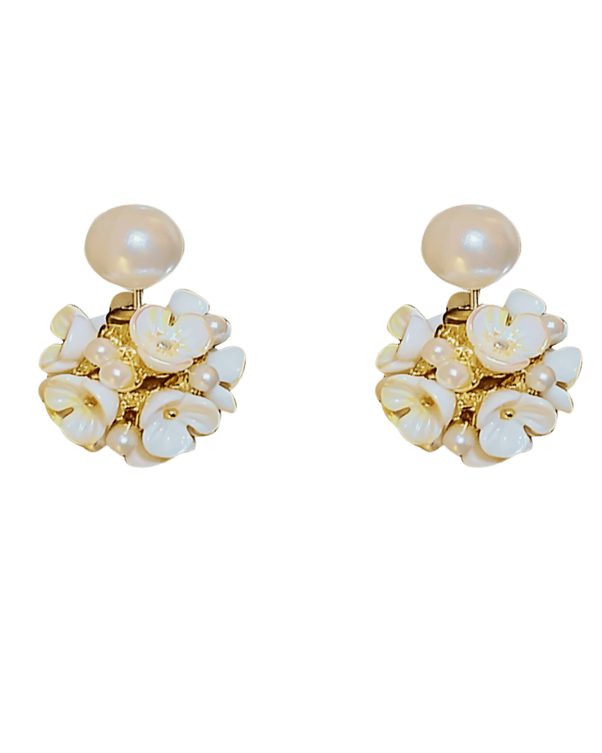 Best Trending Trendy Pearl Stud Earrings Jewelry Gift on Sale for Women, Lady, Mother, Wife 18K Yellow Gold
