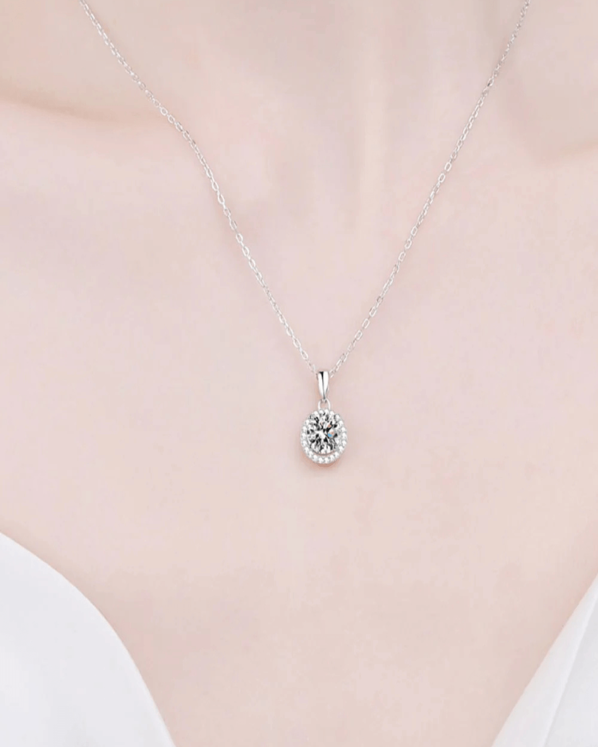 Diamond Pendant Necklace + Diamond Drop Earrings Jewelry Bundle Set - Perfect Round