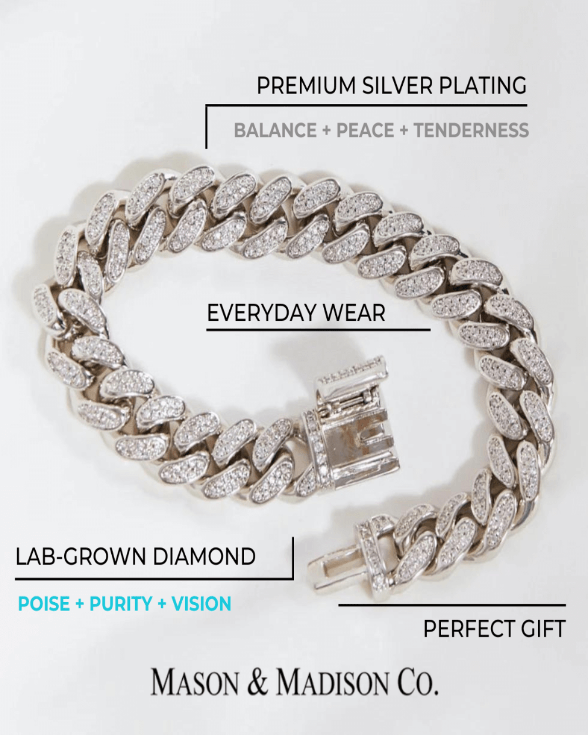 Best Trending Trendy Silver Diamond Chain Bracelet Jewelry Gift on Sale for Women, Lady, Mother, Wife