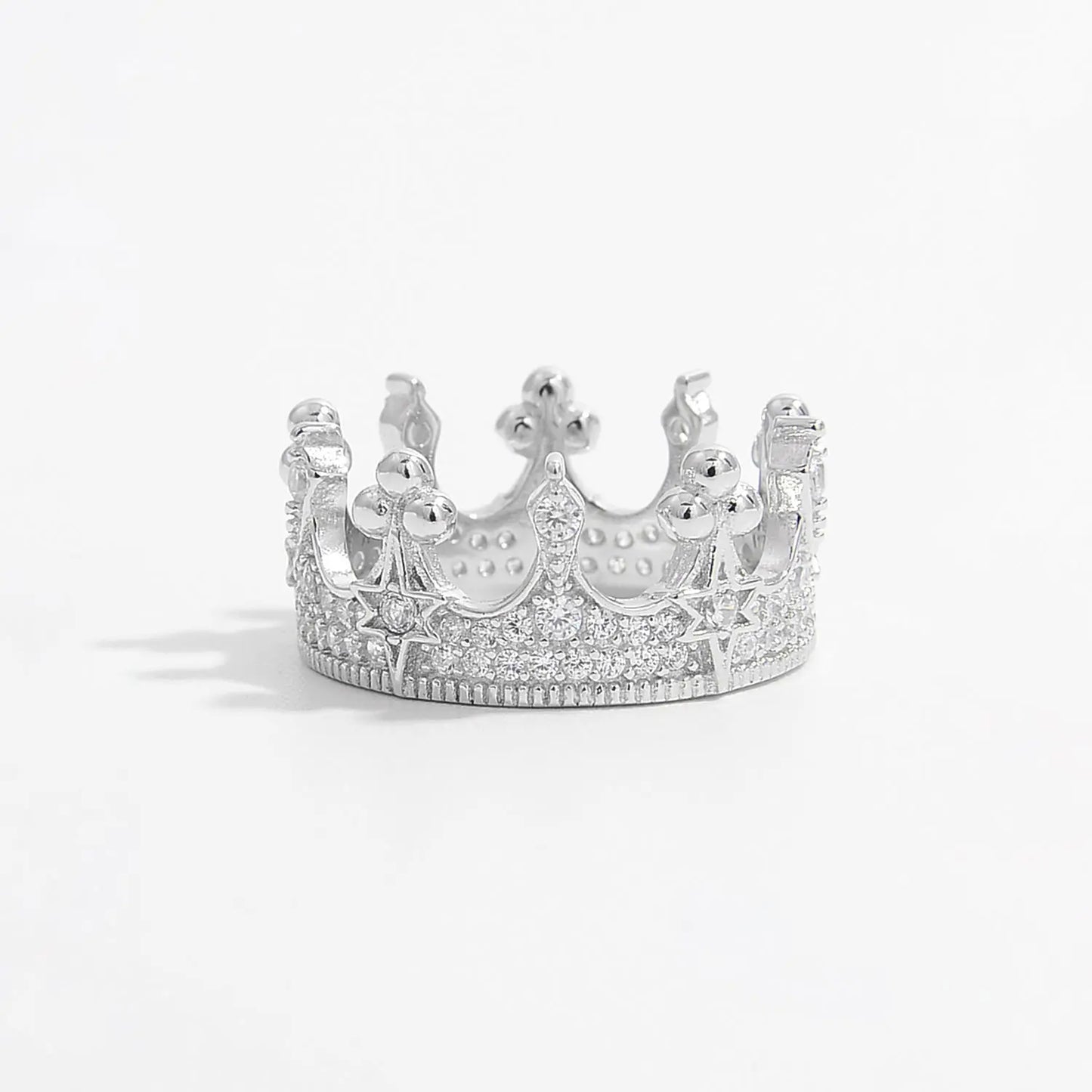 Crown Shape Zircon 925 Sterling Silver Ring Silver
