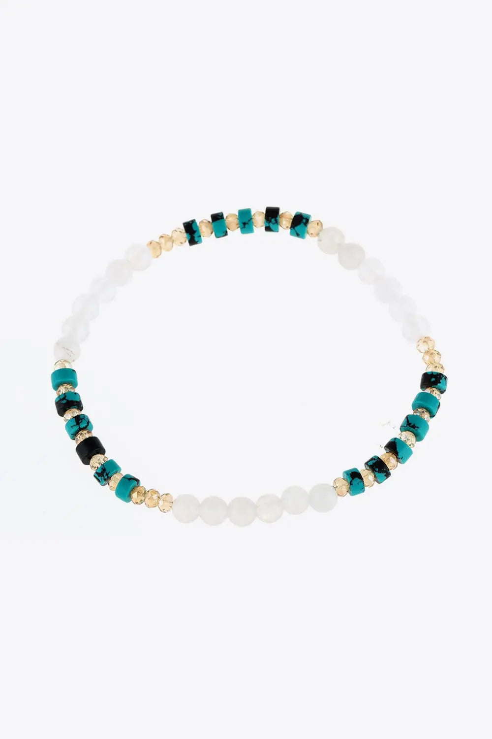 Crystal & Natural Stone Bracelet Teal One Size