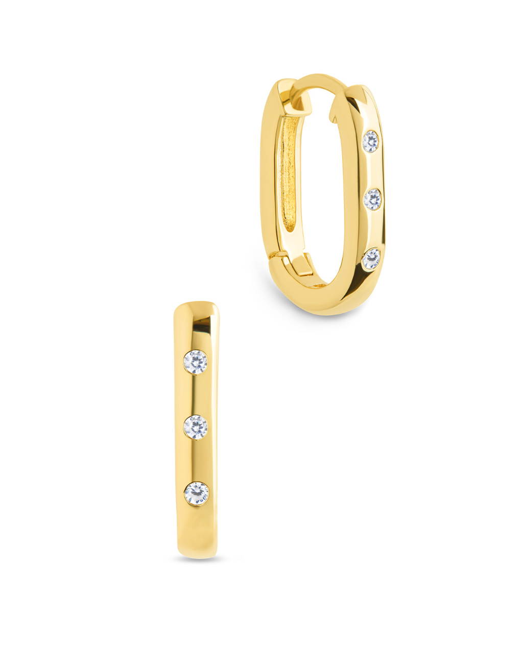 Casey Rectangular CZ Hoop Earrings Gold