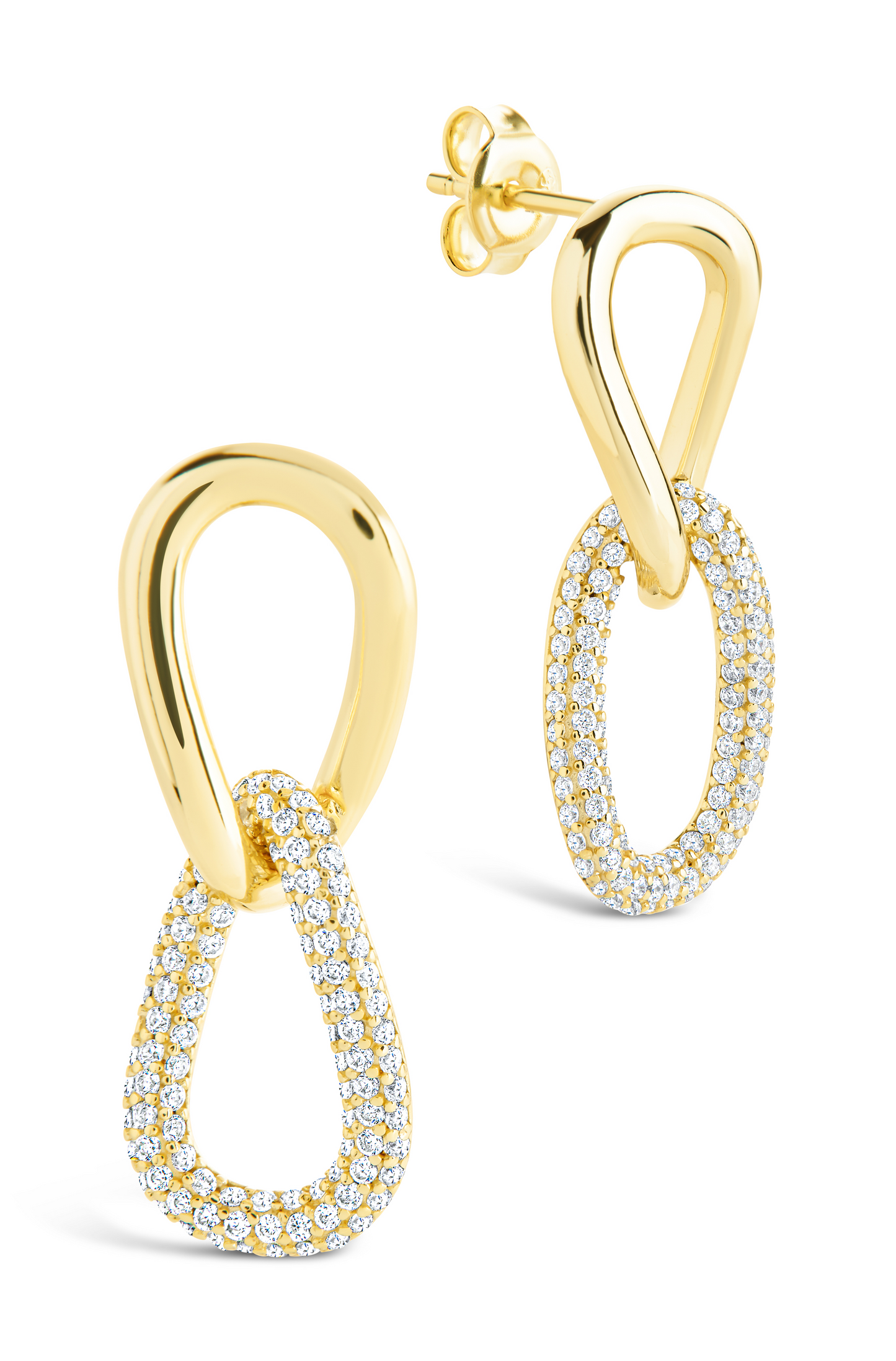 Sterling Silver Taissa CZ Chain Link Studs Gold