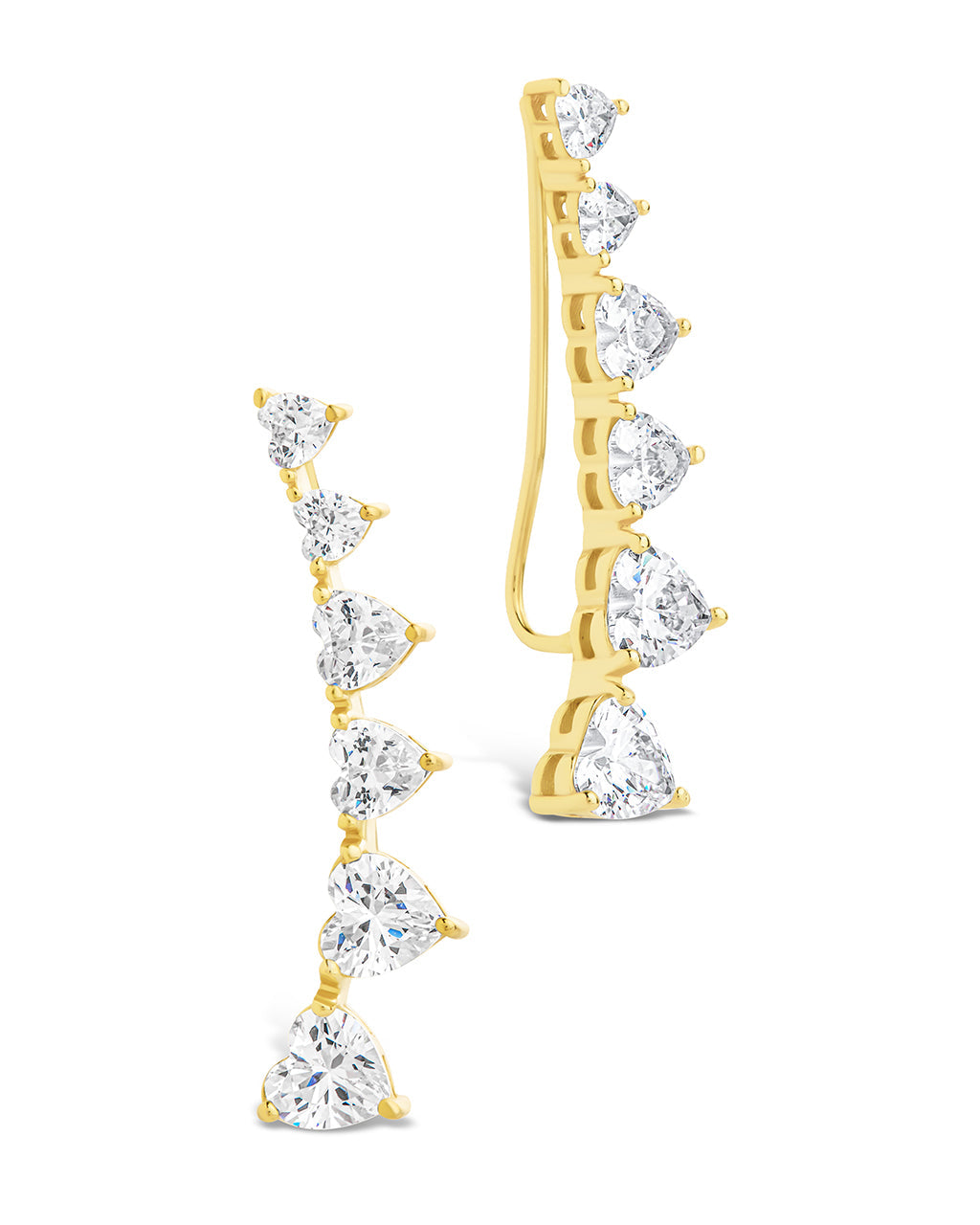 Sterling Silver Jillian CZ Heart Crawler Studs Gold White
