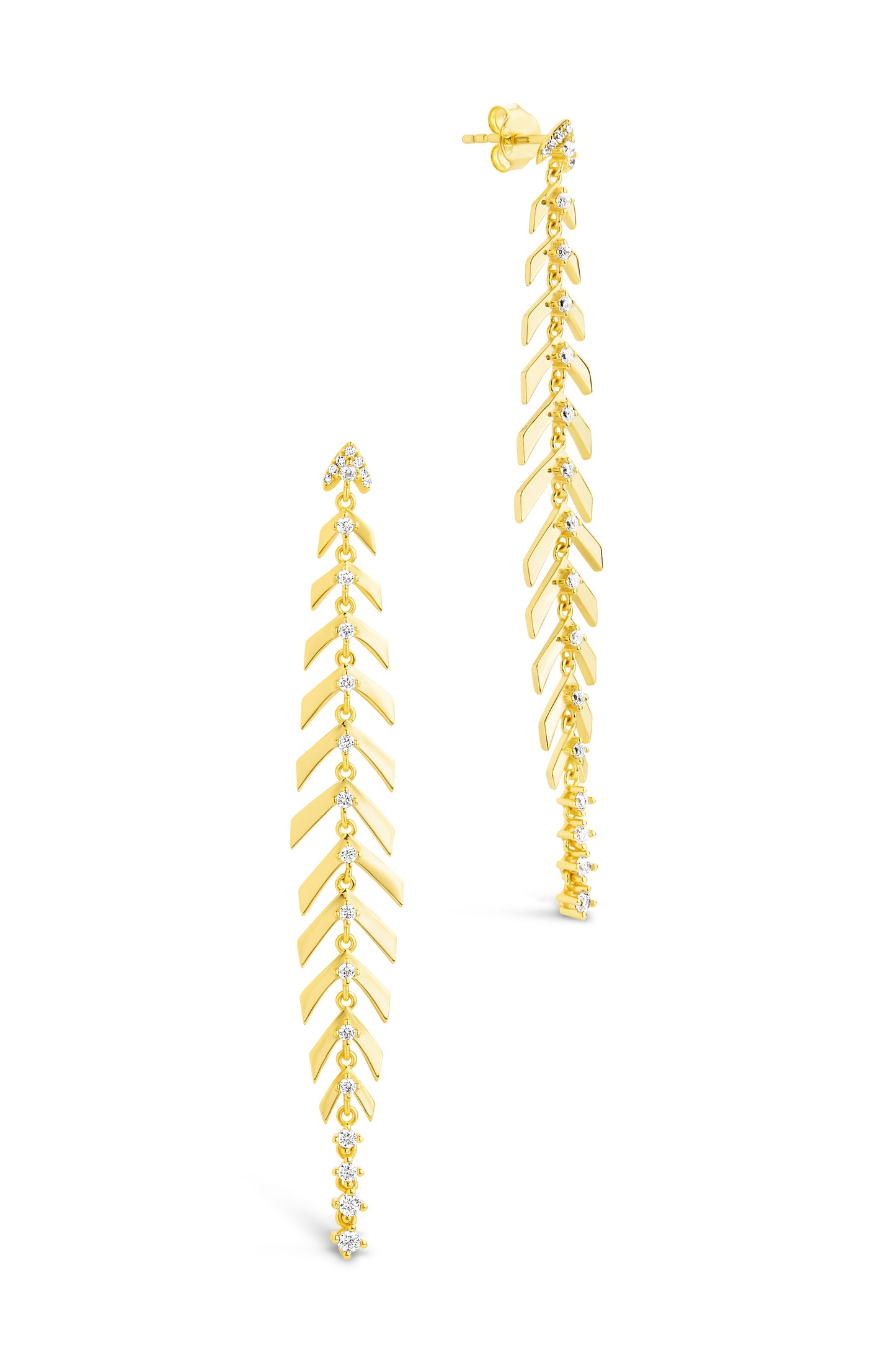 Gemma CZ Studded Dangle Earrings Gold