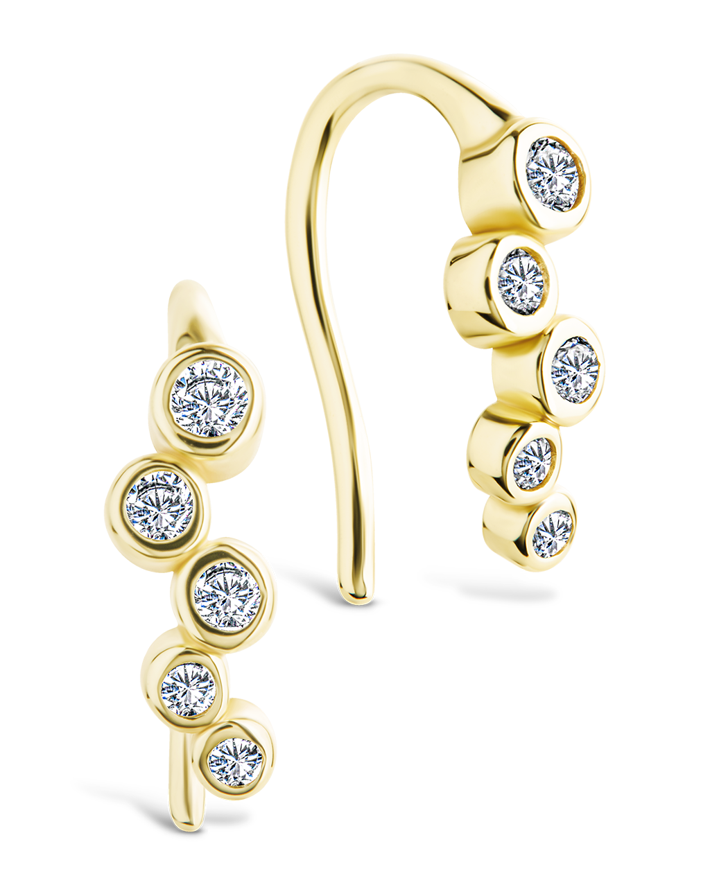 Sterling Silver Talia CZ Bezel Crawler Earrings Gold