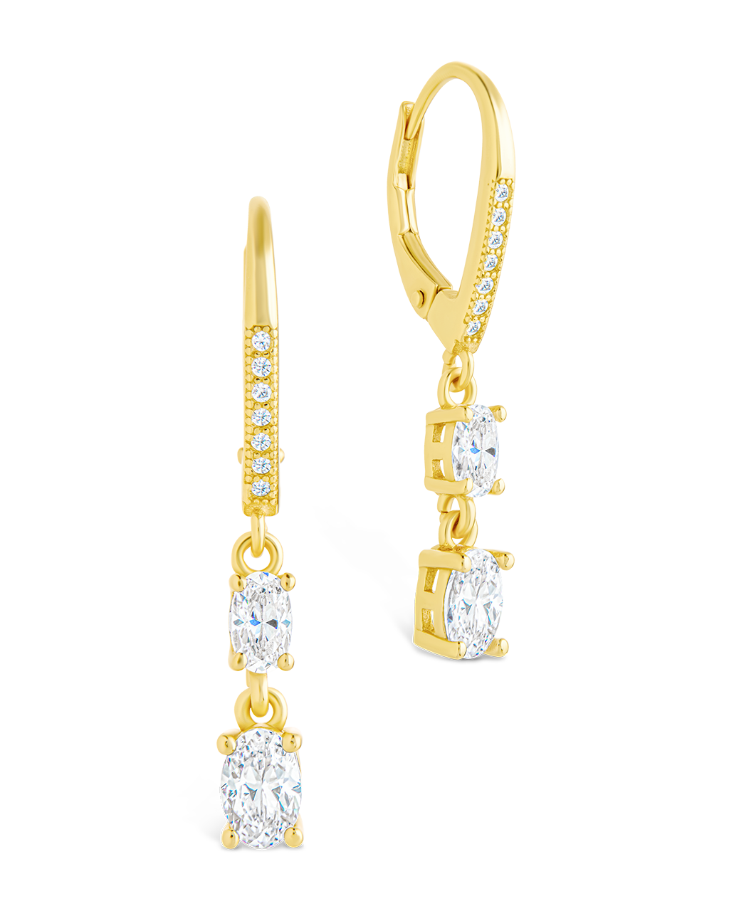 Sterling Silver Liesel Oval Cut CZ French Clip Earrings Gold
