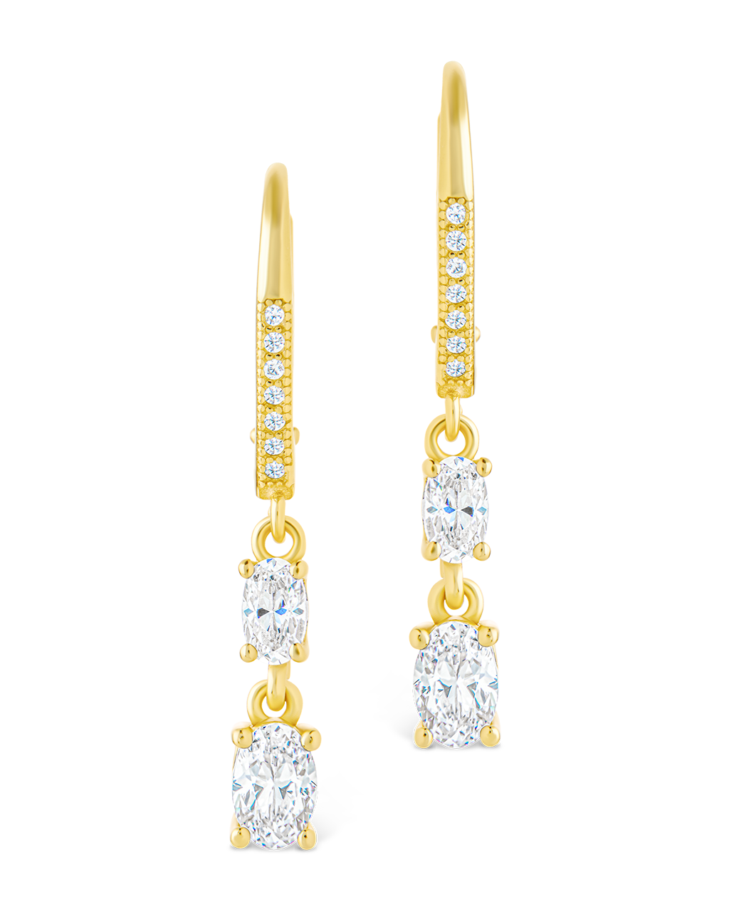 Sterling Silver Liesel Oval Cut CZ French Clip Earrings