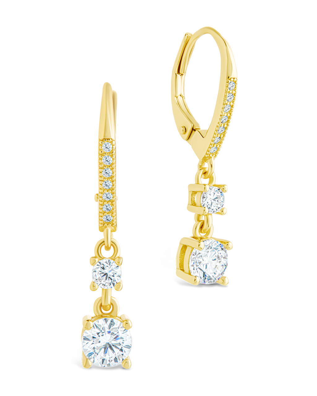 Sterling Silver Magdalena Brilliant Cut CZ French Clip Earrings Gold