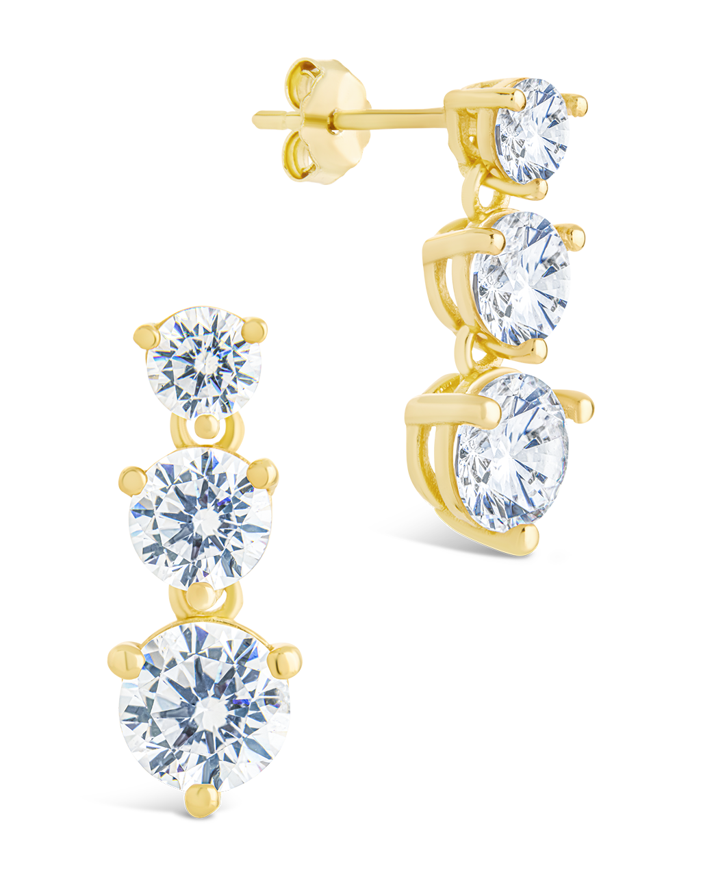 Sterling Silver Opaline Brilliant Cut CZ Studs Gold