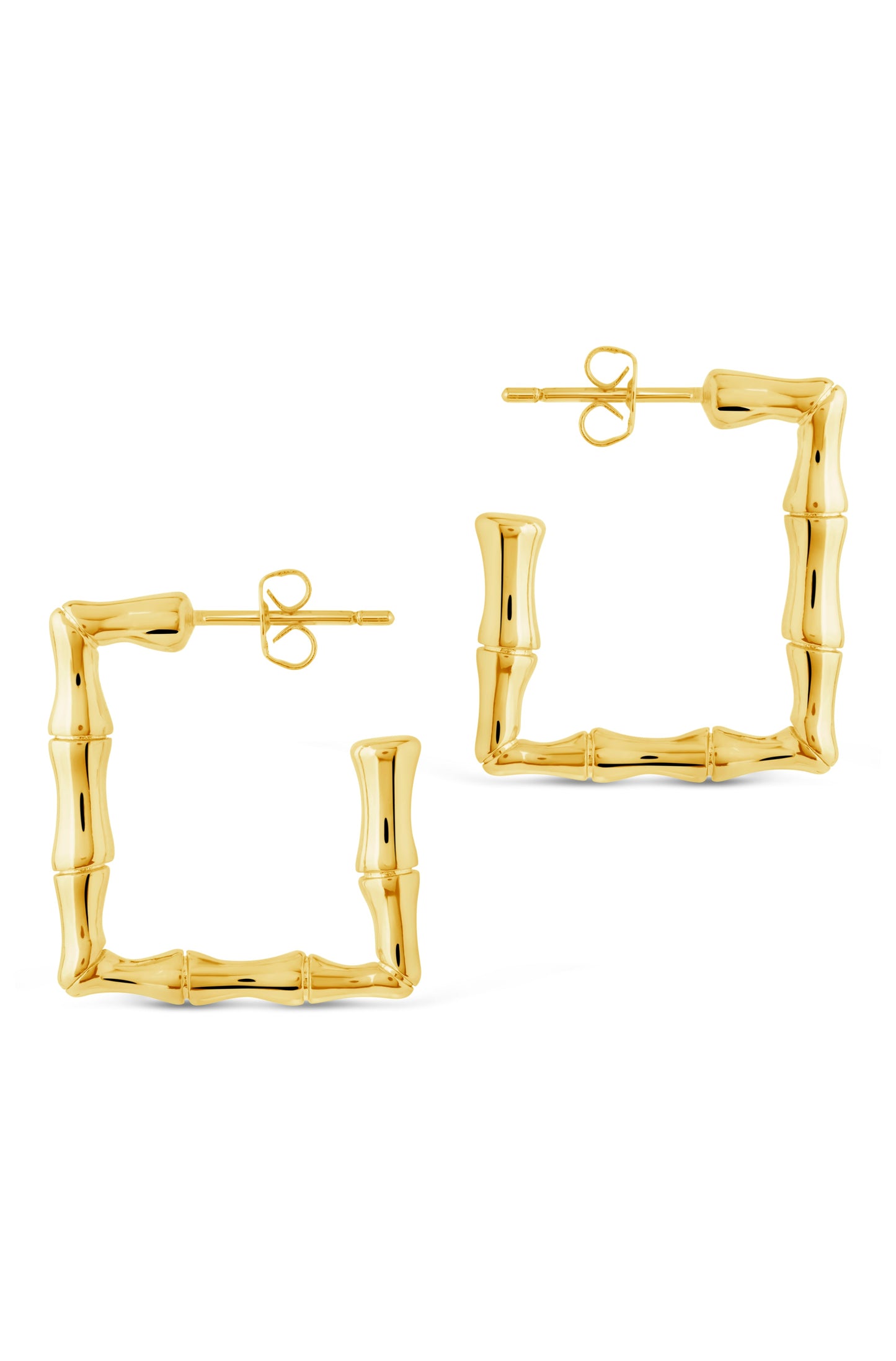 Bamboo Rectangular Hoop Earrings