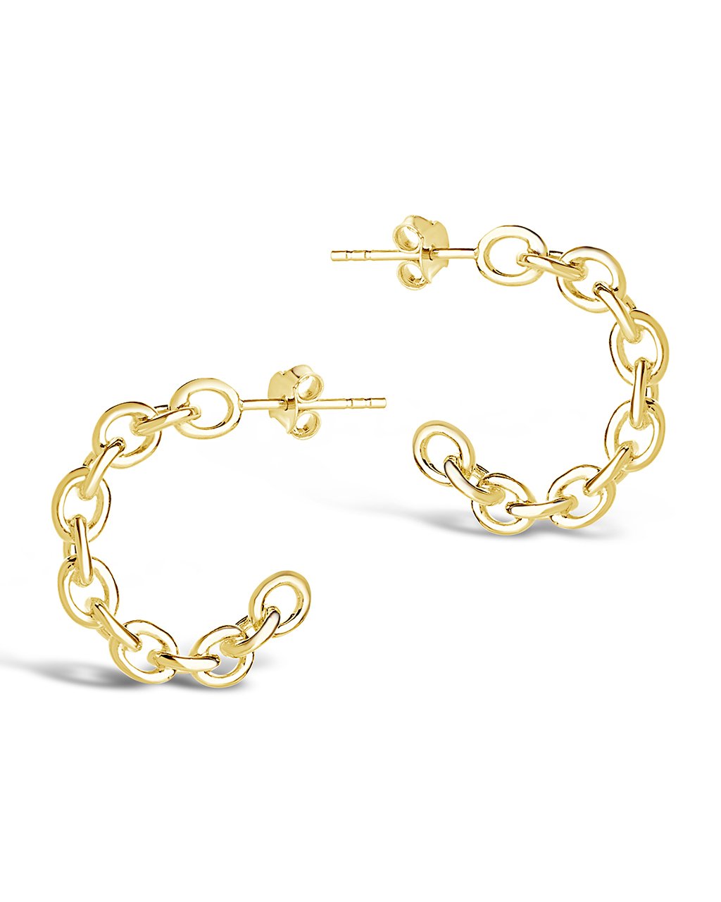 Sterling Silver Delicate Chain Hoops Gold
