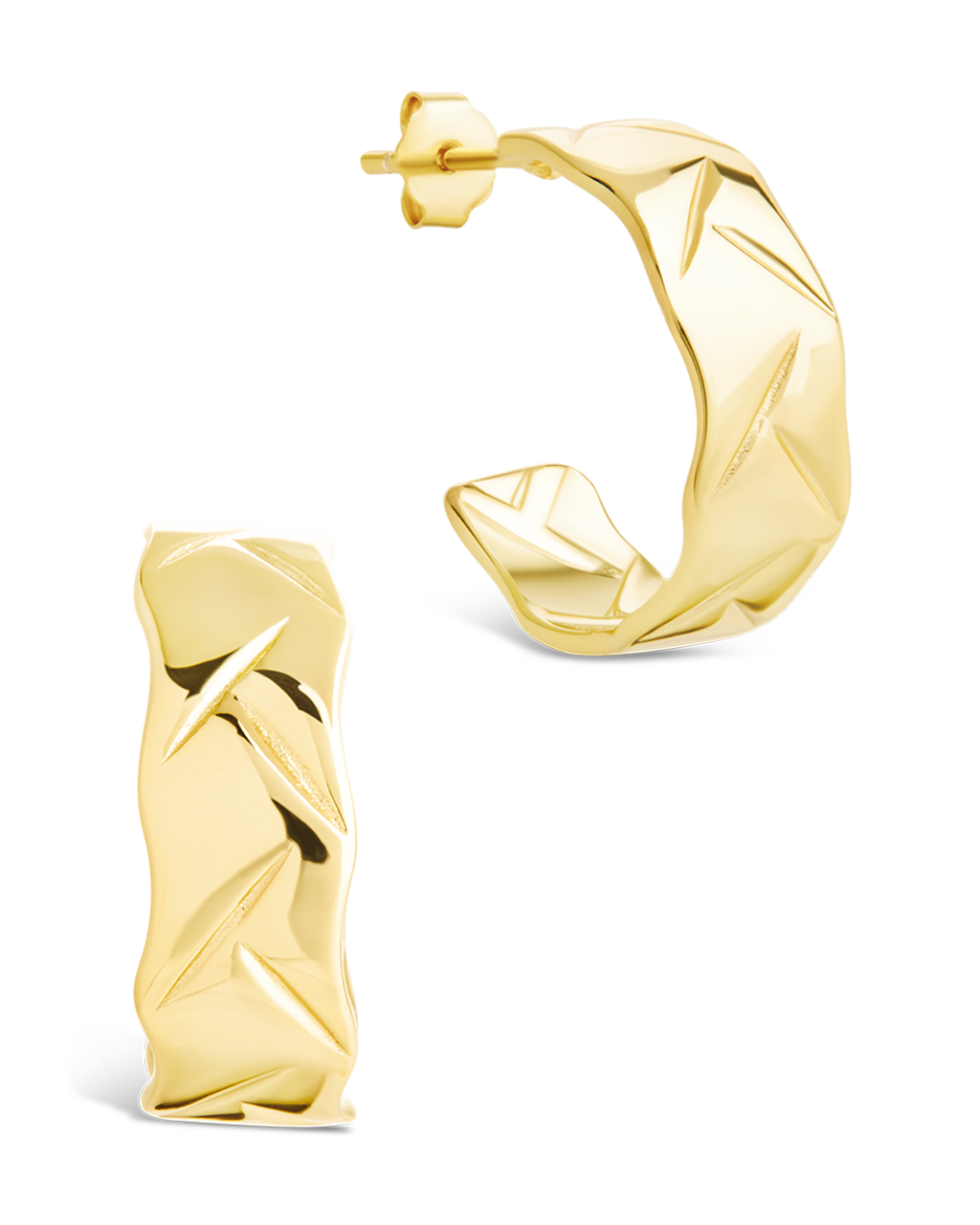 Sterling Silver Ashton Textured Stud Earrings Gold