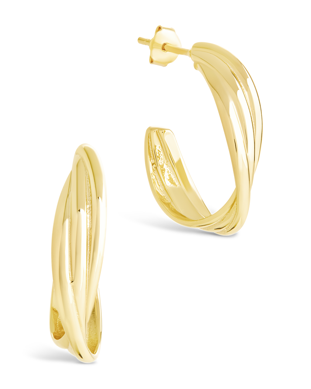 Sterling Silver Monique Twisted Stud Earrings Gold