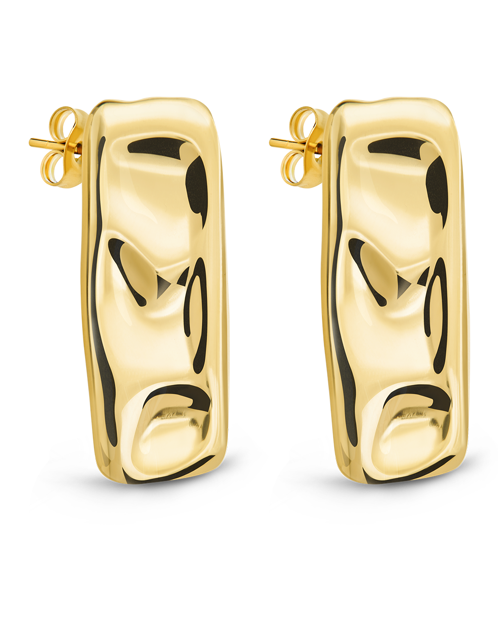 Monet Molten Metal Bar Stud Earrings Gold