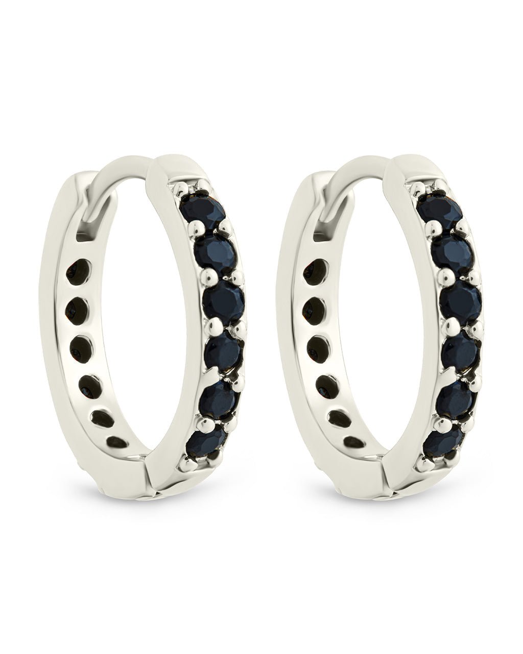Zadie CZ Everyday Hoop Earrings Silver Black