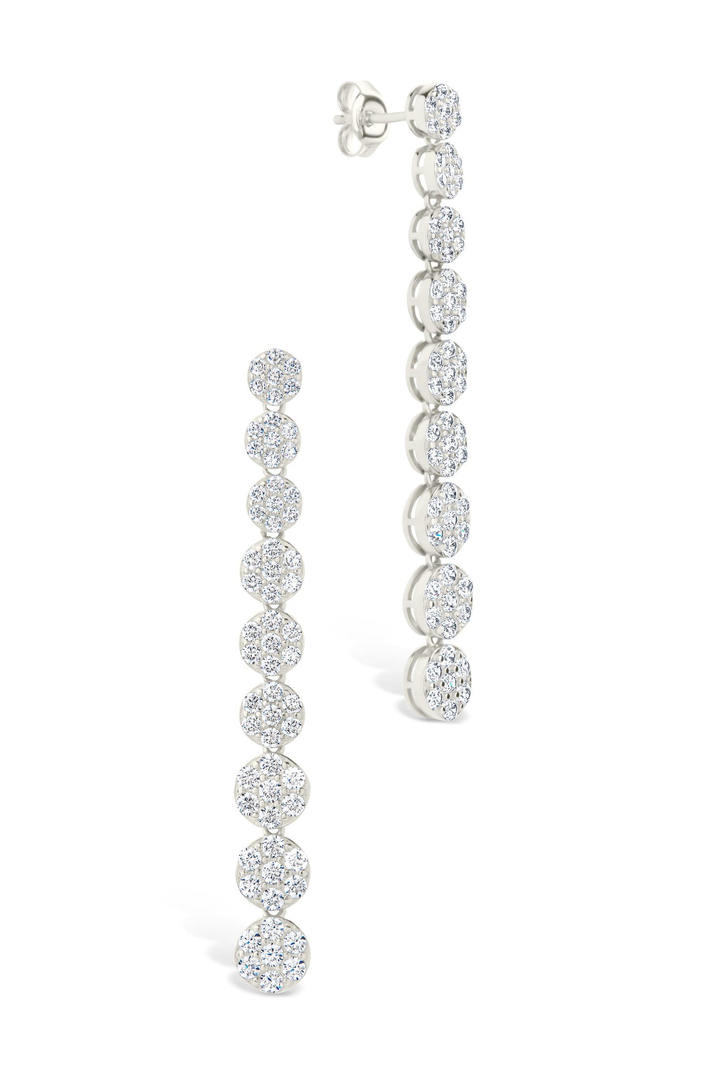 Jessa CZ Circle Drop Stud Earrings Silver