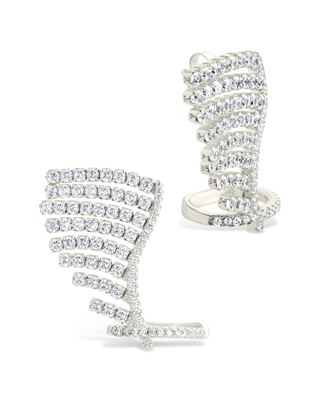 Addison CZ Fan stud Earrings Silver