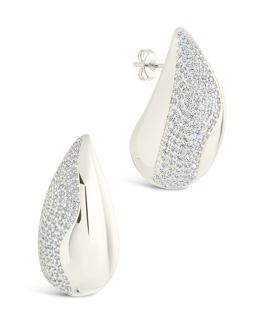 Rhodes CZ Drop Statement Studs Silver