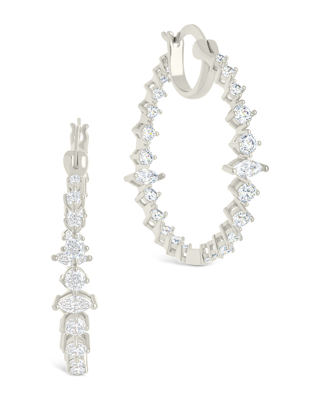 Aaliyah CZ Hoop Earrings Silver