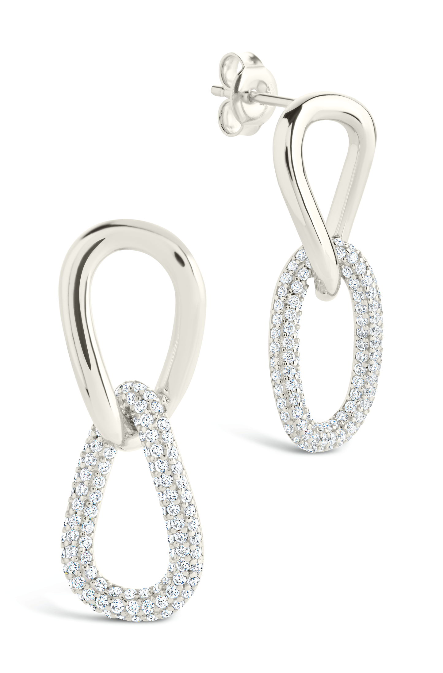 Sterling Silver Taissa CZ Chain Link Studs Silver