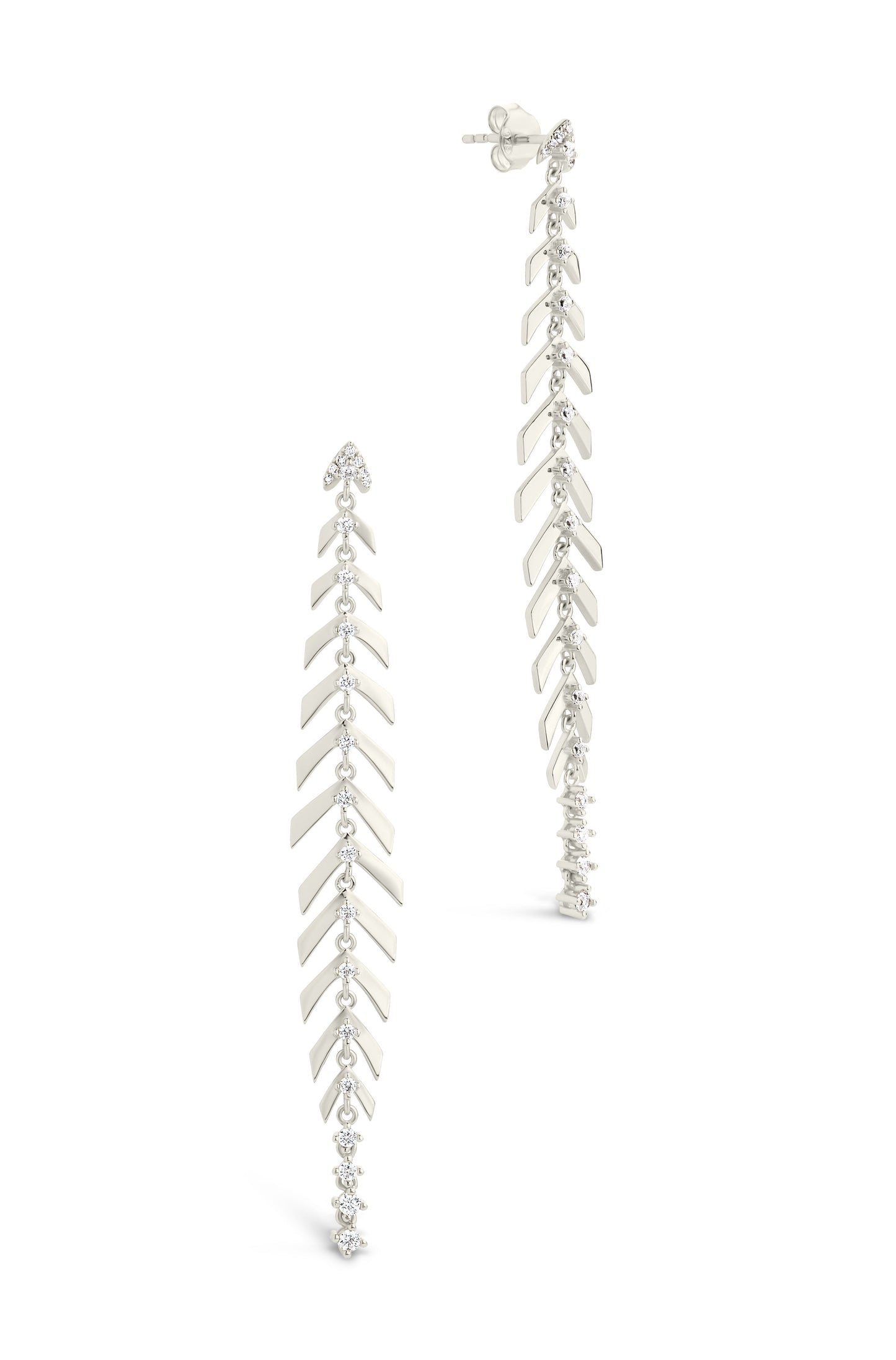 Gemma CZ Studded Dangle Earrings Silver