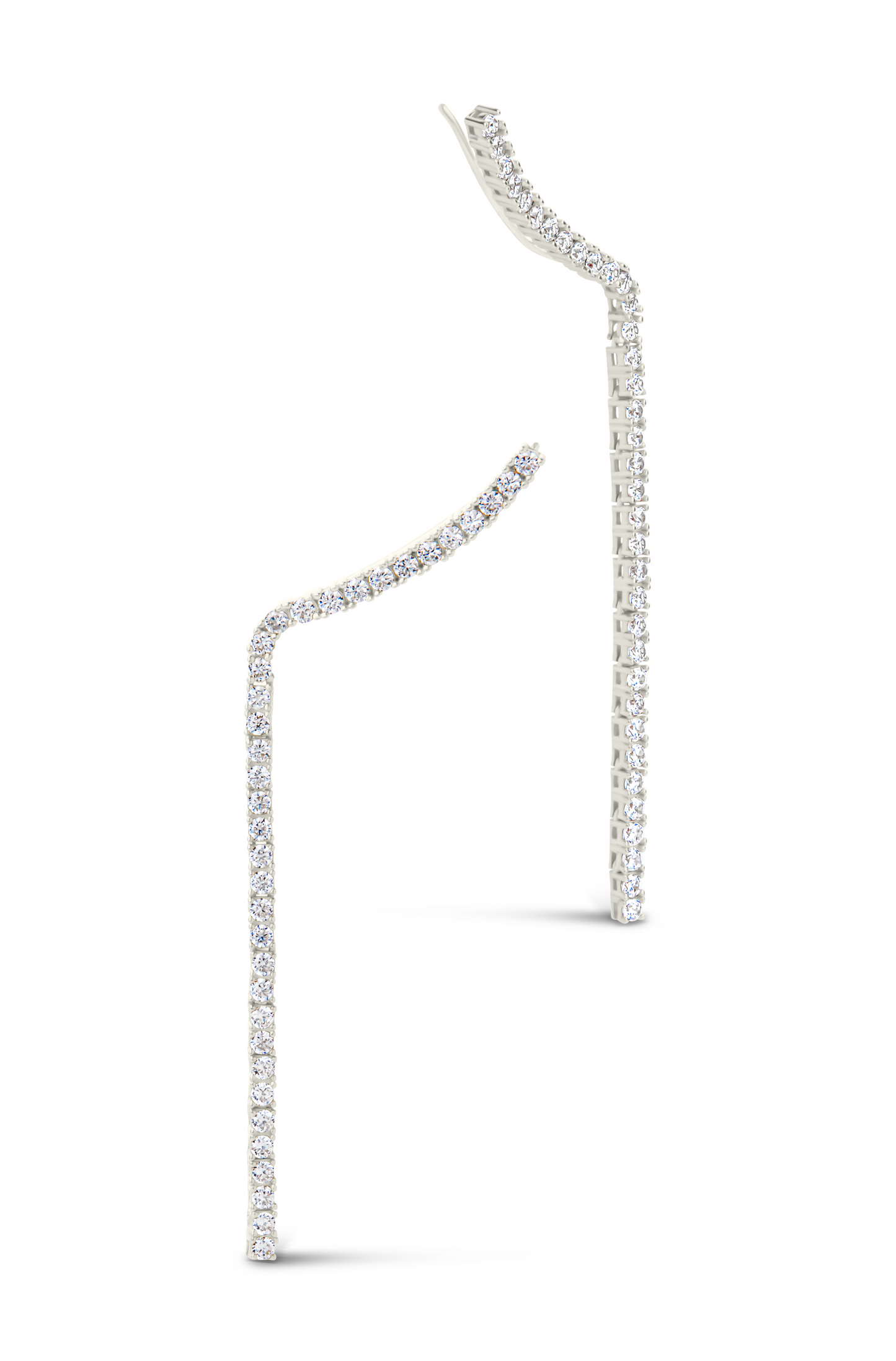 Arwen CZ Crawler Dangle Stud Earrings Silver