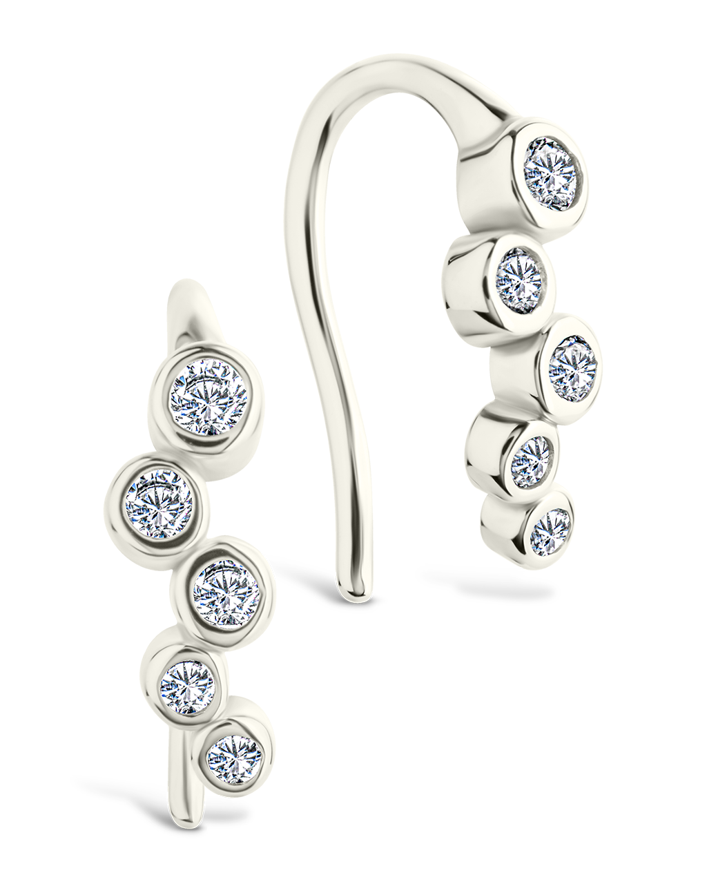 Sterling Silver Talia CZ Bezel Crawler Earrings Silver