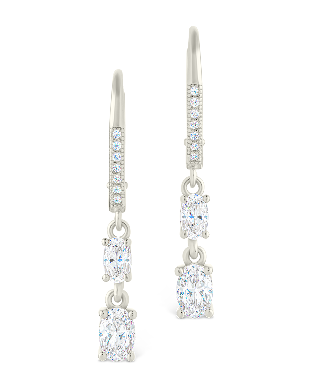 Sterling Silver Liesel Oval Cut CZ French Clip Earrings