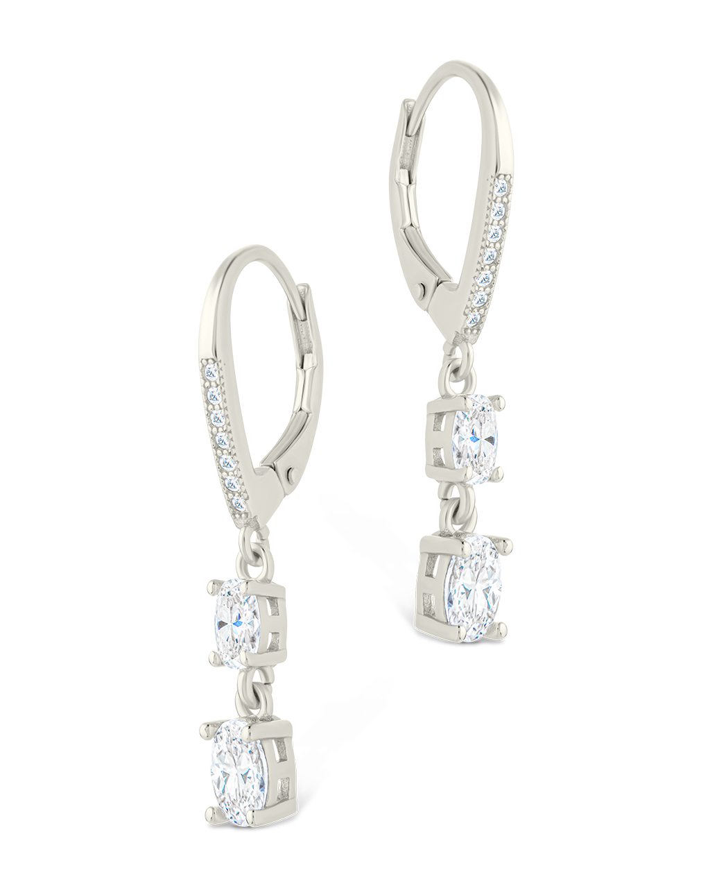 Sterling Silver Liesel Oval Cut CZ French Clip Earrings