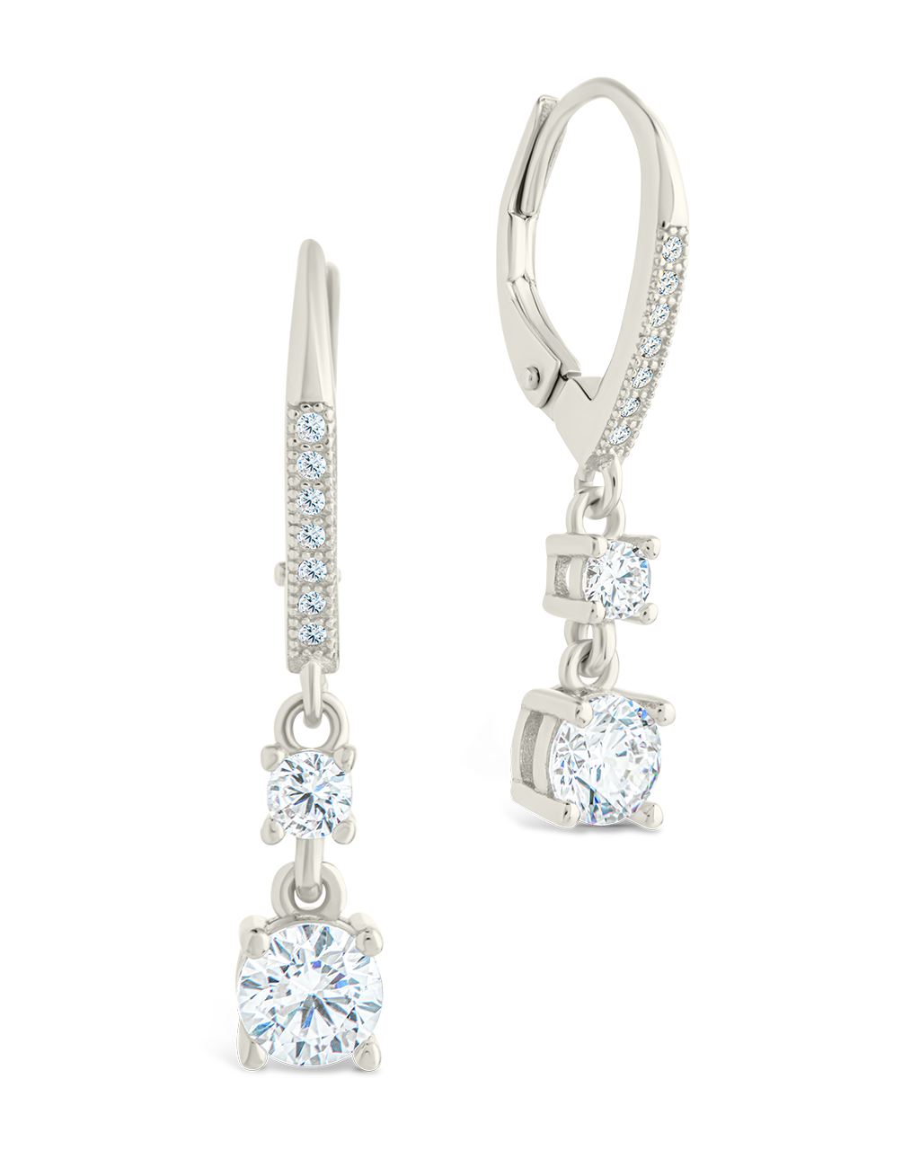 Sterling Silver Magdalena Brilliant Cut CZ French Clip Earrings Silver