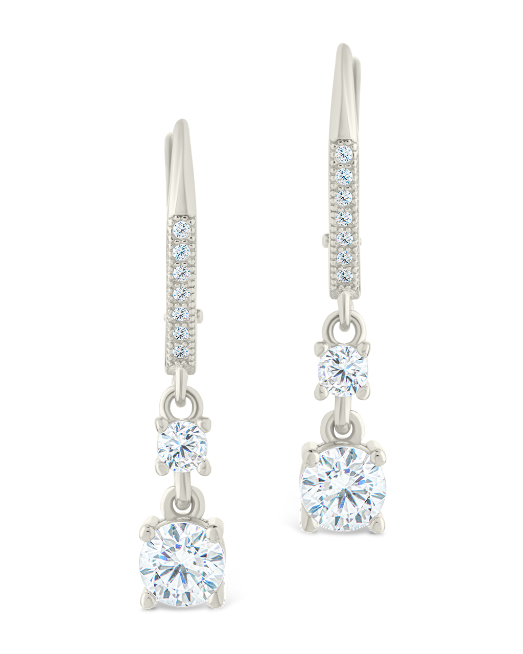 Sterling Silver Magdalena Brilliant Cut CZ French Clip Earrings