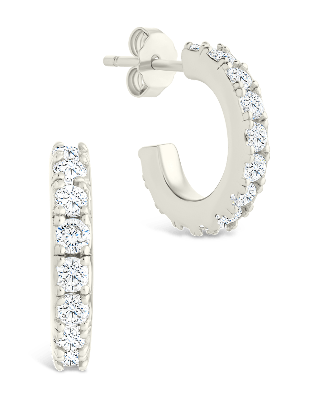 Sterling Silver Eleri CZ Tube Hoops Silver