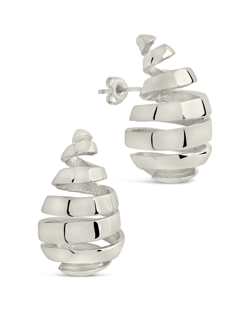 Margot Ribbed Stud Earrings Silver