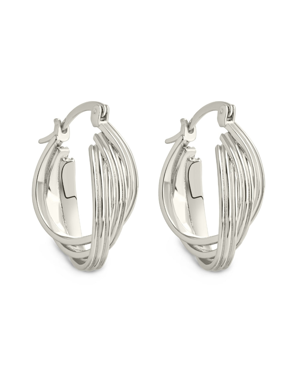 Emery Triple Row Layered Earrings Silver