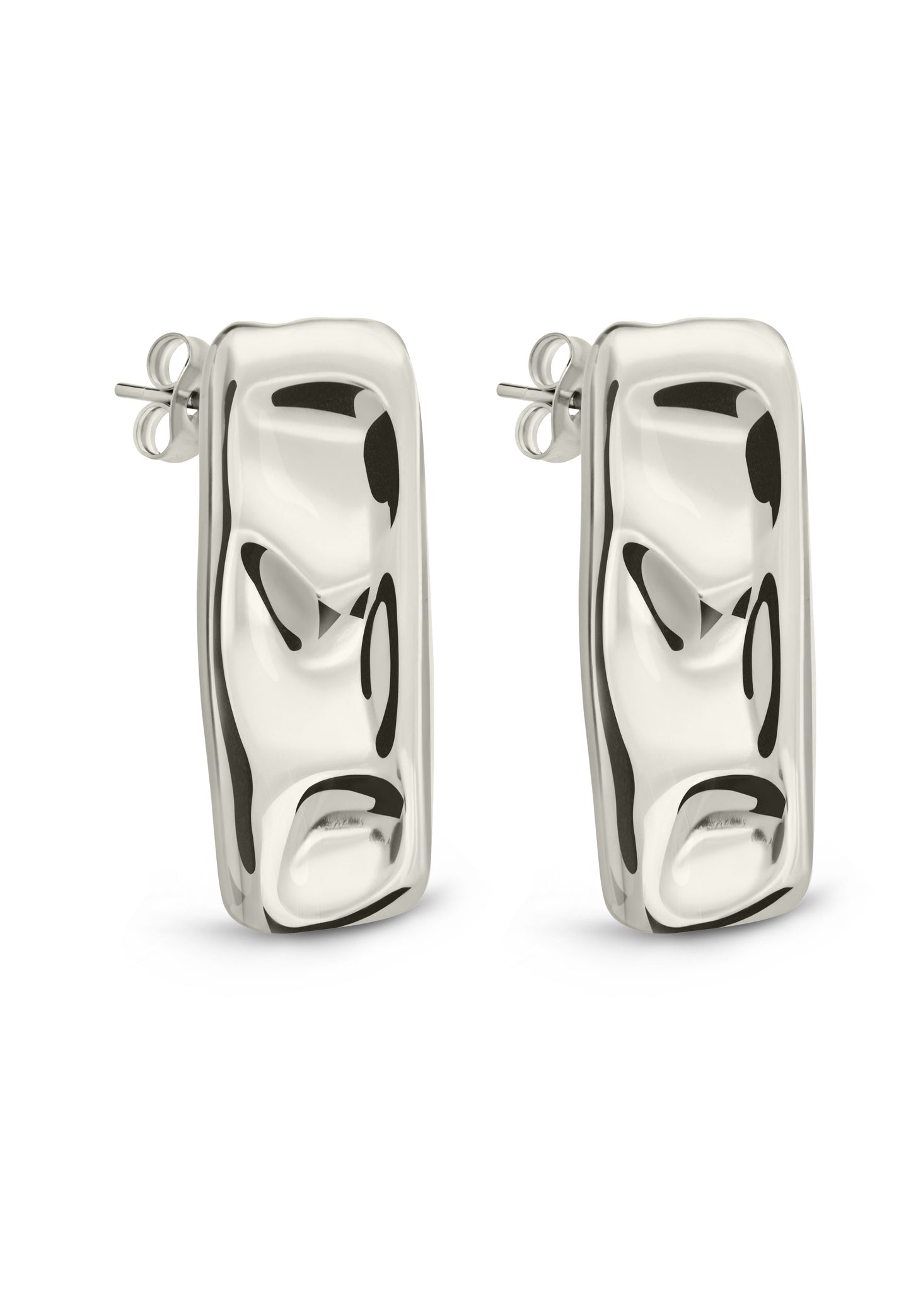Monet Molten Metal Bar Stud Earrings Silver