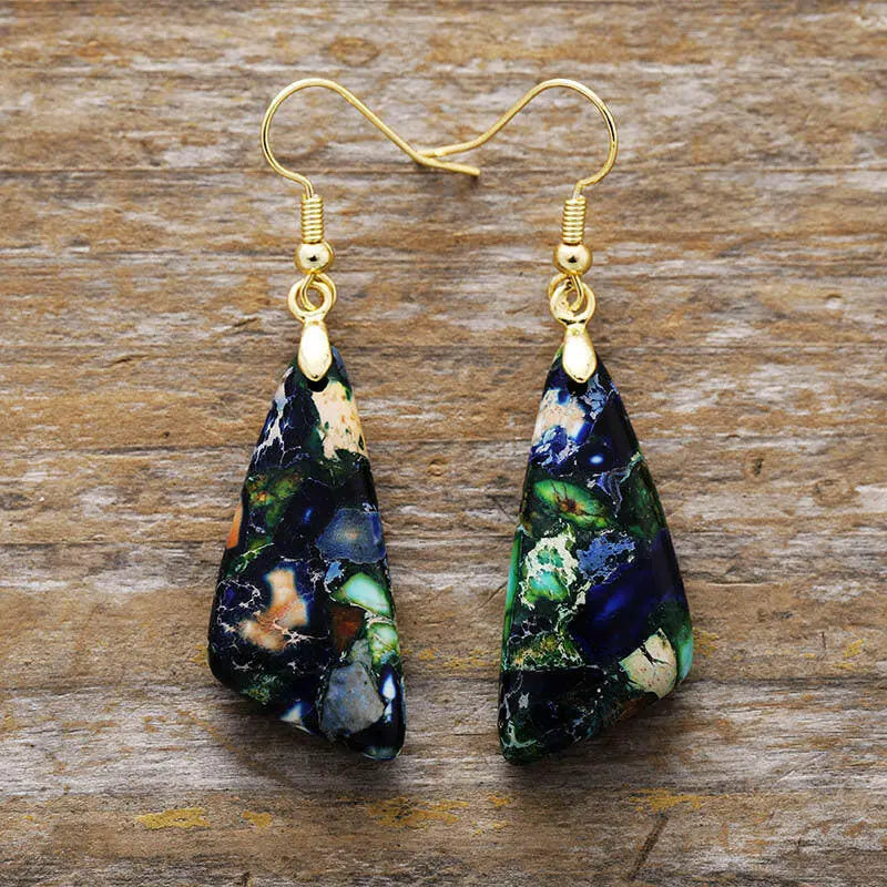 Emperor-Stone Geometric Earrings Navy One Size