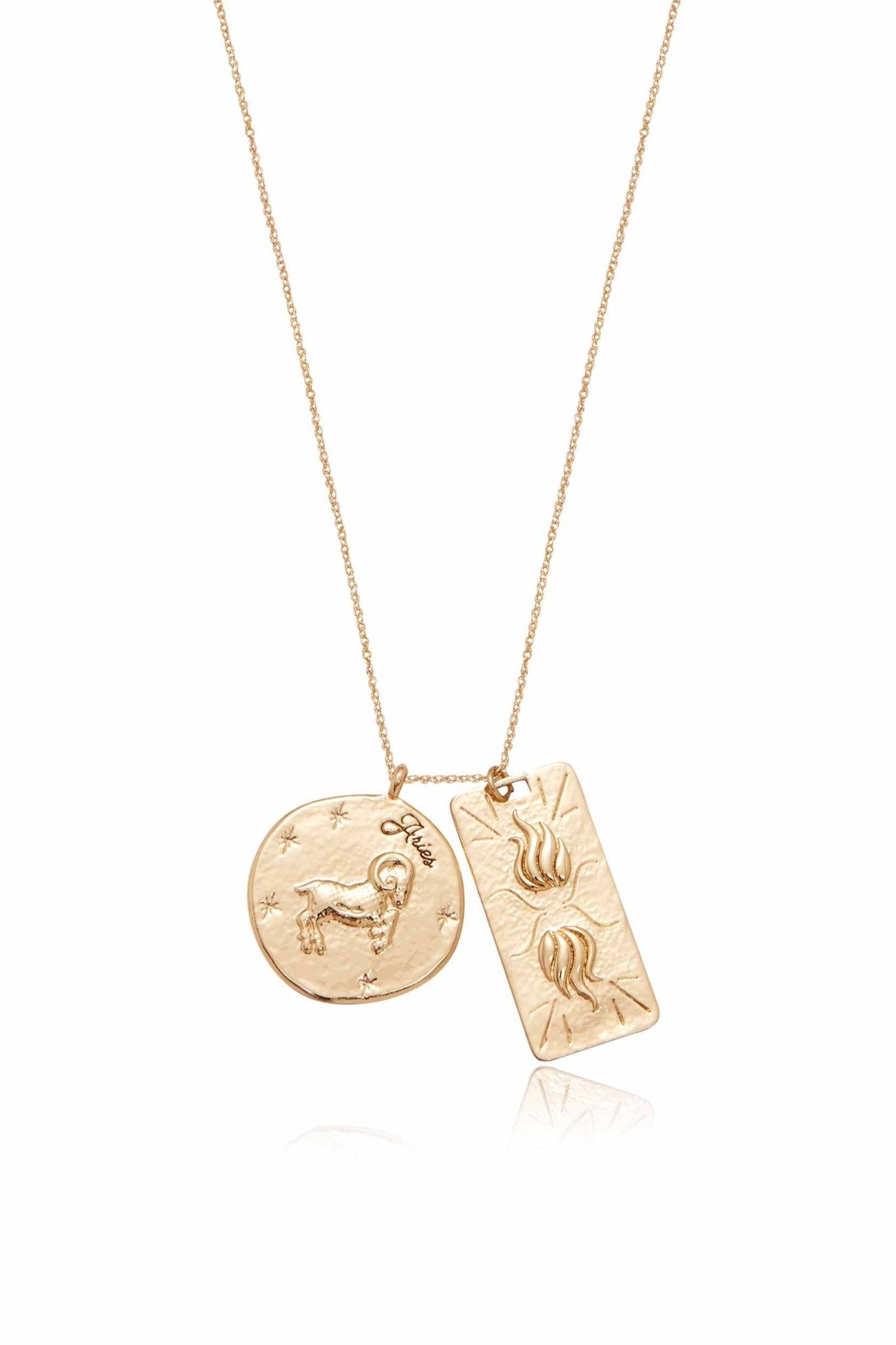 Zodiac Double Medallion Necklace Aries One Size