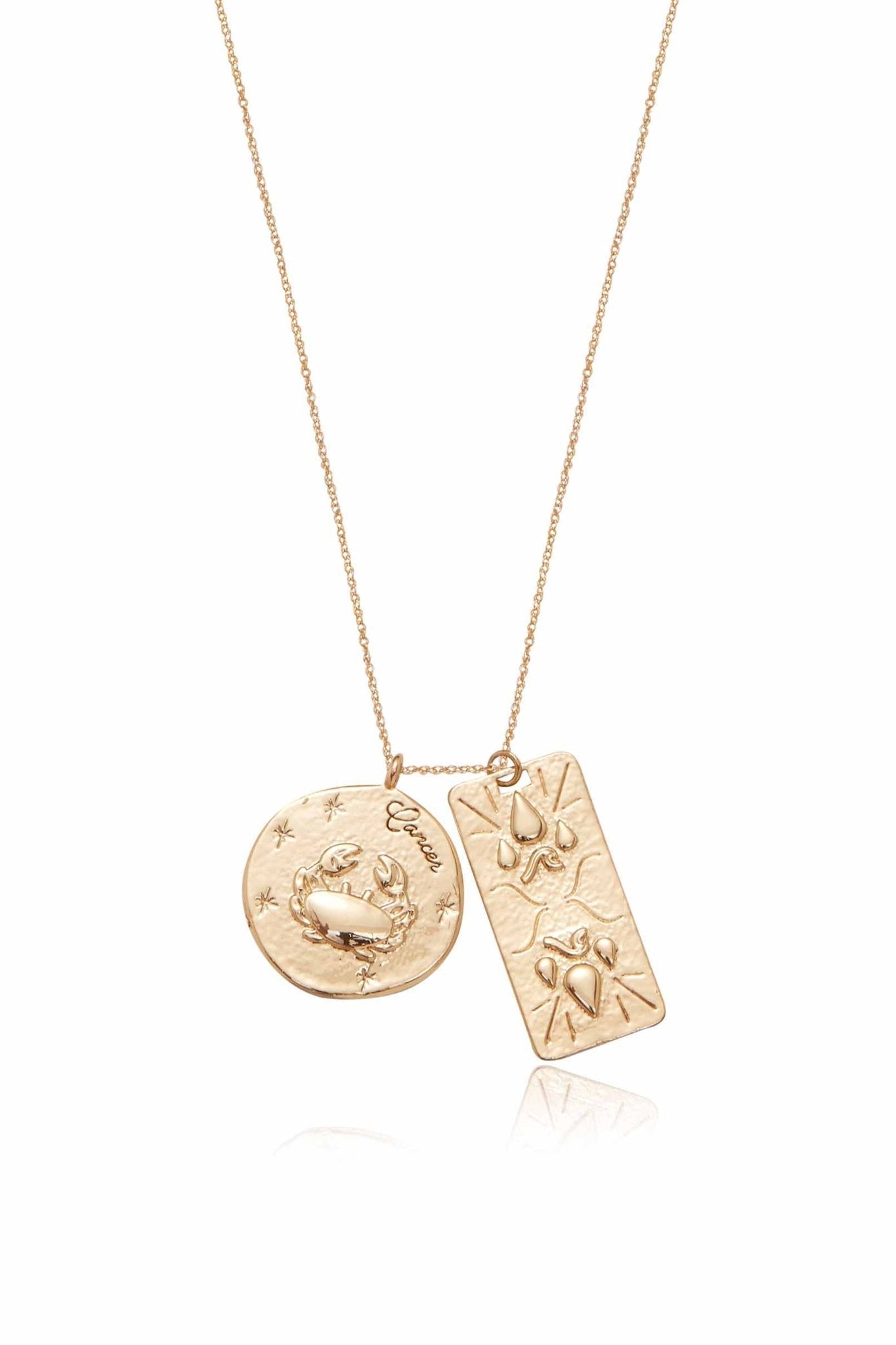 Zodiac Double Medallion Necklace Cancer One Size