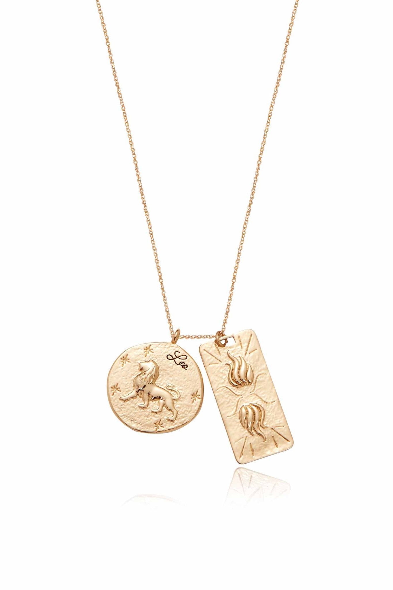 Zodiac Double Medallion Necklace Leo One Size