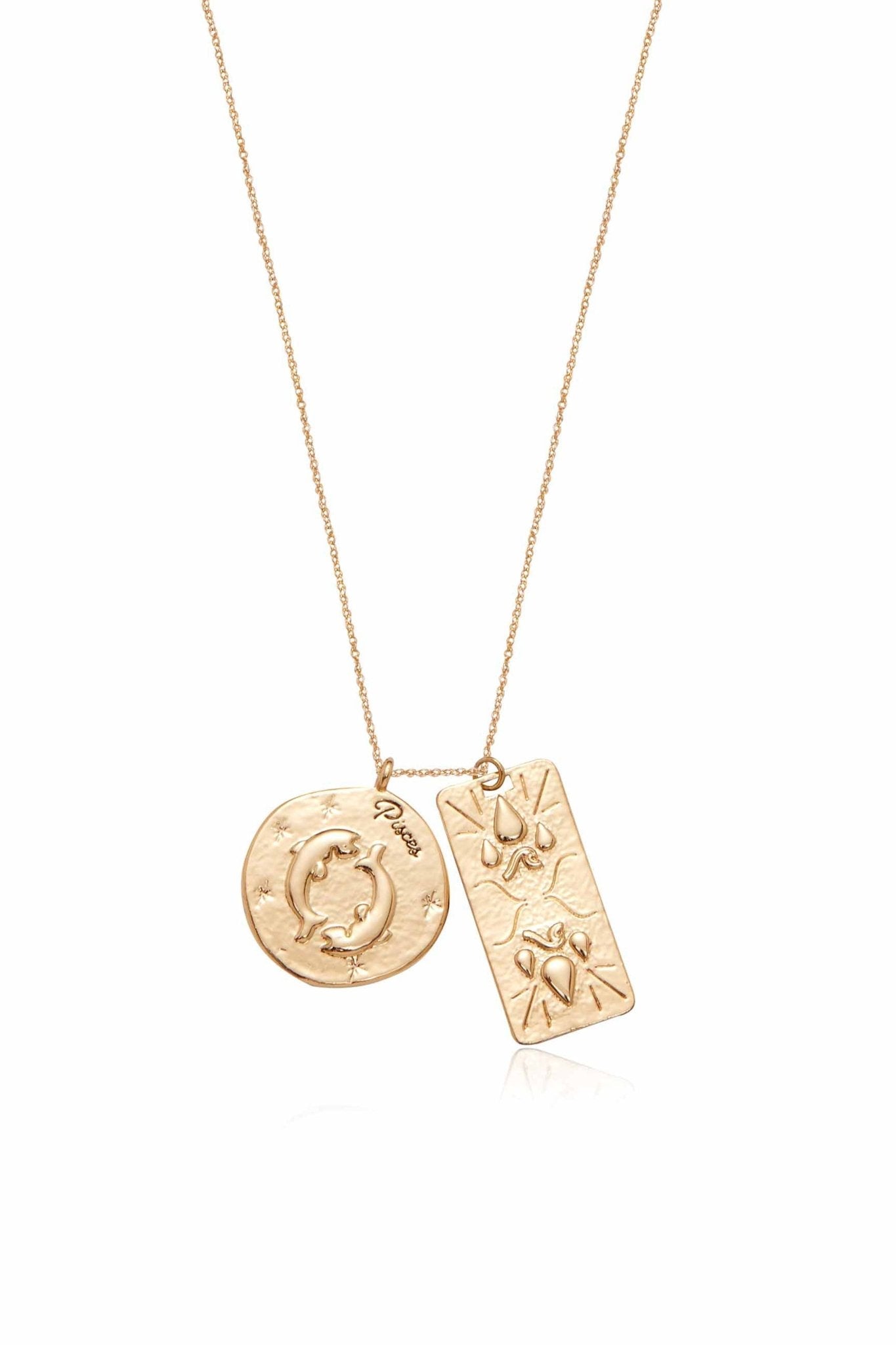 Zodiac Double Medallion Necklace Pisces One Size