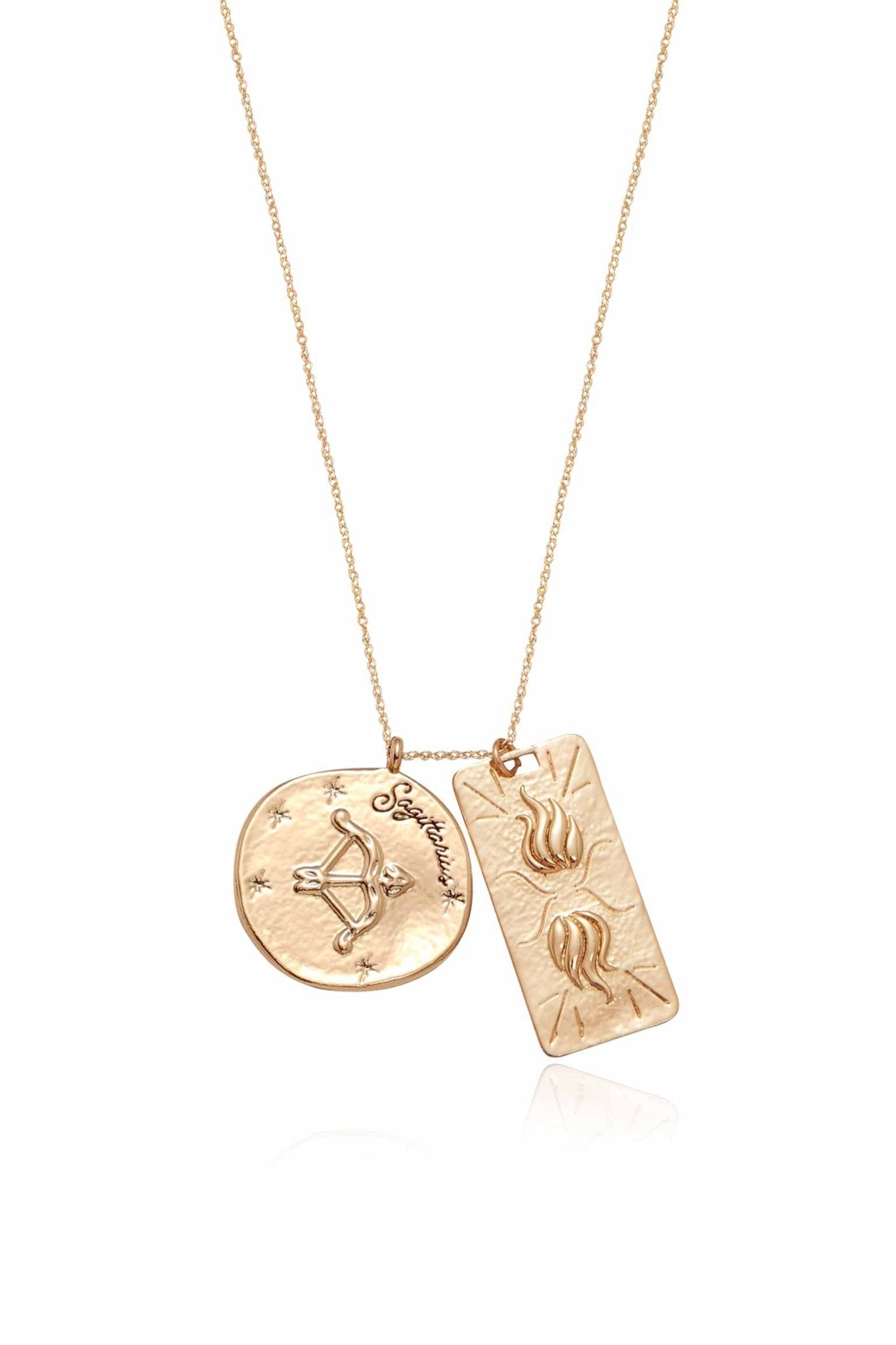 Zodiac Double Medallion Necklace Sagittarius One Size
