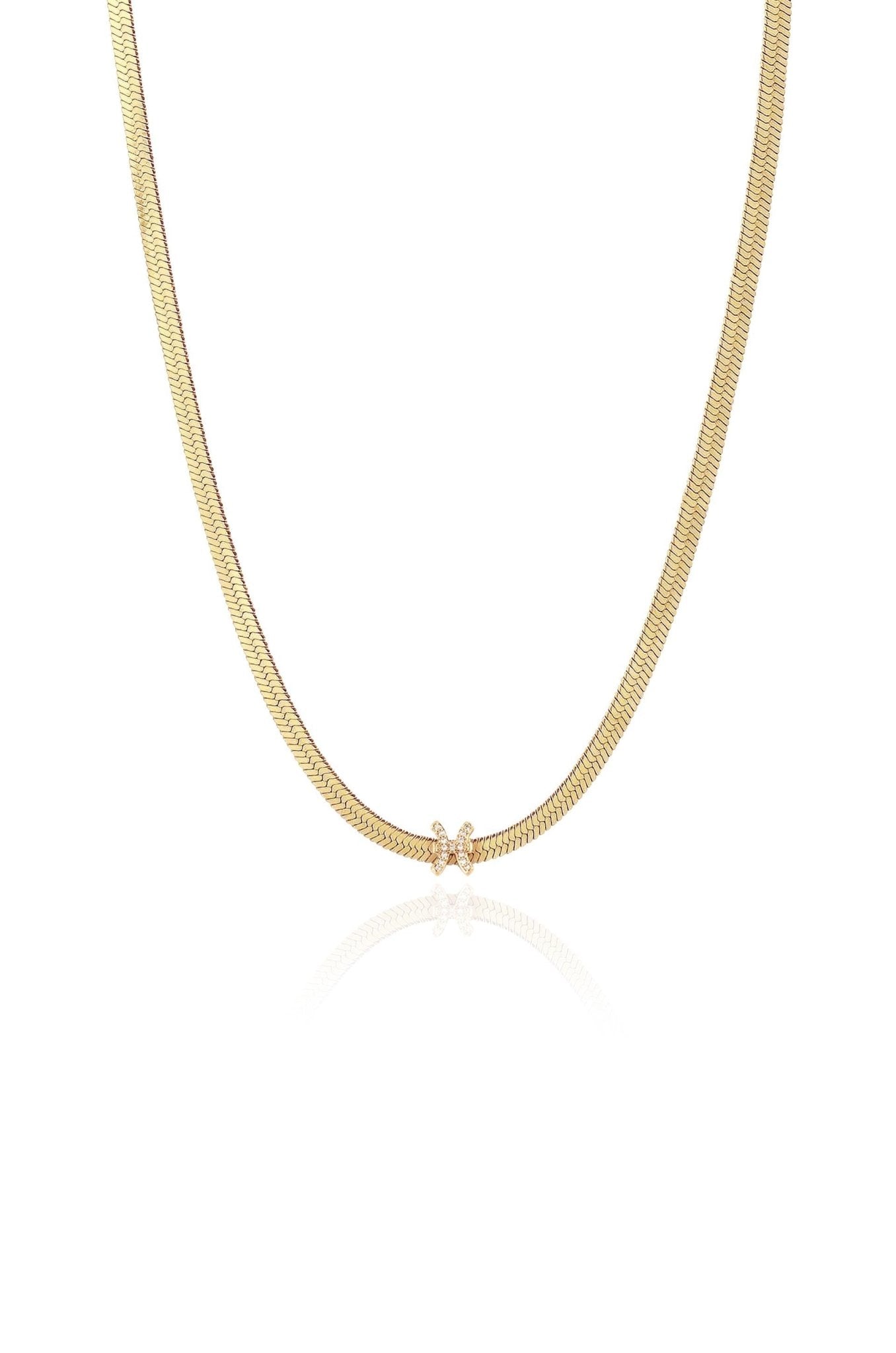 Zodiac Herringbone Necklace Pisces One Size