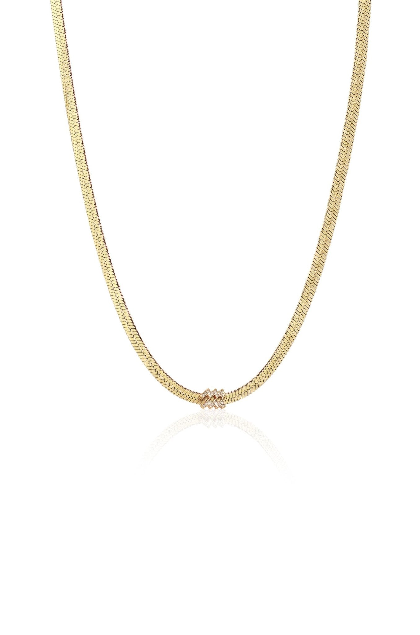 Zodiac Herringbone Necklace Aquarius One Size